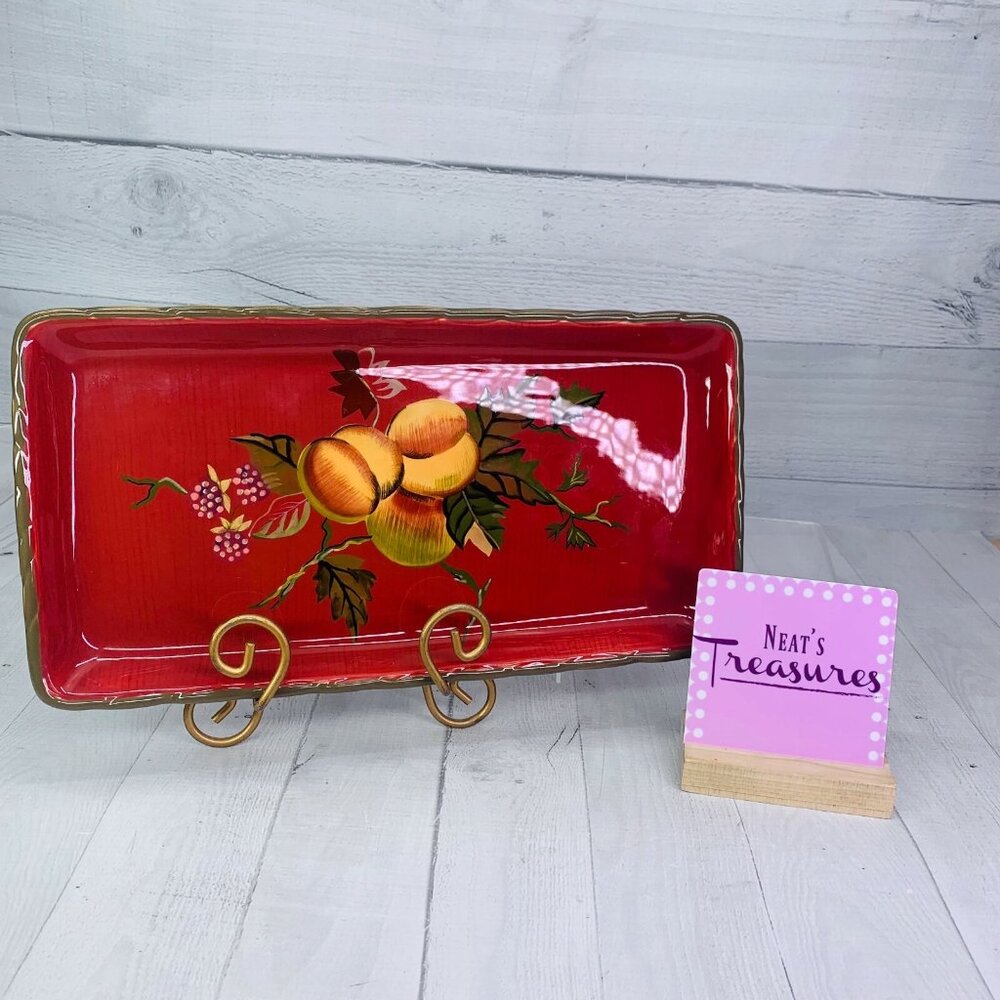 Tracy Porter THE OCTAVIA HILL COLLECTION Red Floral Rectangular Serving Tray